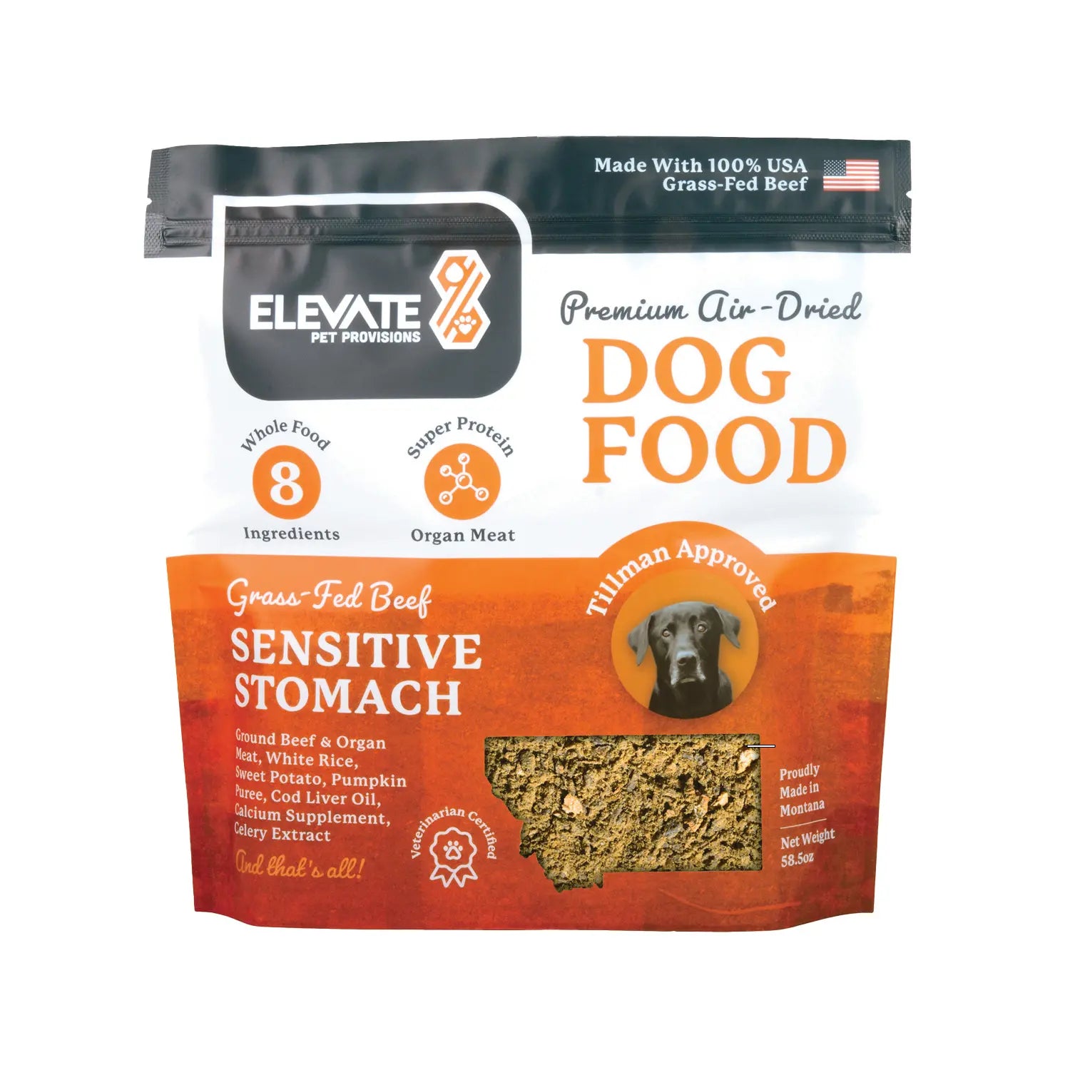 Elevate Pet Provisions - Premium Air Dried Dog Food - Grass Fed Beef - Sensitive Stomach - Whole 8 Ingredients - Super Protein Organ Meat