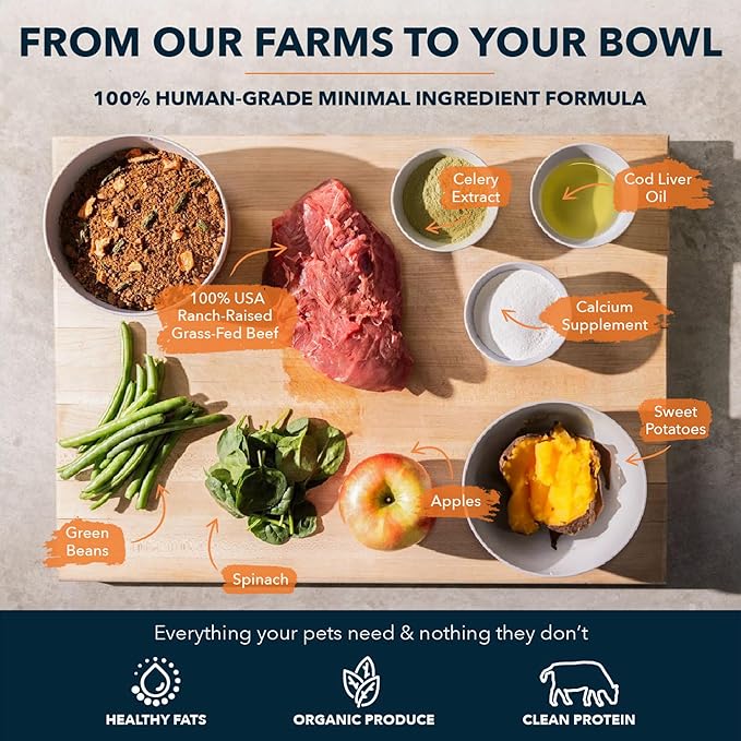 From our farms to your bowl - 100% Human-Grade Minimal Ingredient Formula